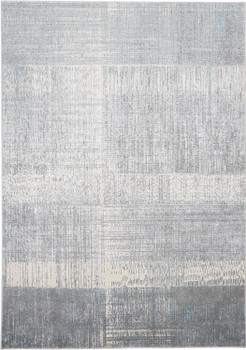 5' x 8' White Gray and Blue Abstract Stain Resistant Area Rug