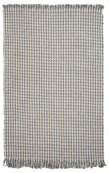 5' x 8' Ivory or Grey Plaid Knitted Wool Indoor Area Rug with Fringe