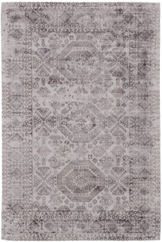 5' x 8' Gray and Purple Abstract Hand Woven Area Rug