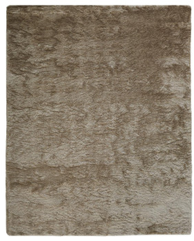 5' x 8' Tan and Taupe Shag Tufted Handmade Area Rug