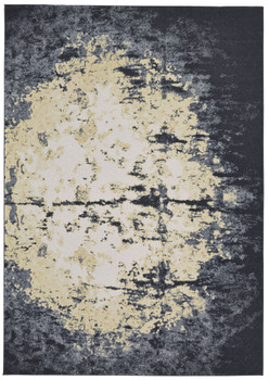 5' x 8' Black Gray and Gold Geometric Stain Resistant Area Rug