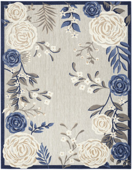 5' x 8' Blue and Grey Floral Stain Resistant Non Skid Area Rug