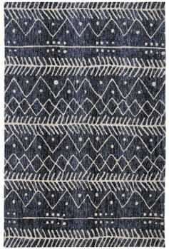 5' x 8' Blue and Ivory Striped Stain Resistant Area Rug