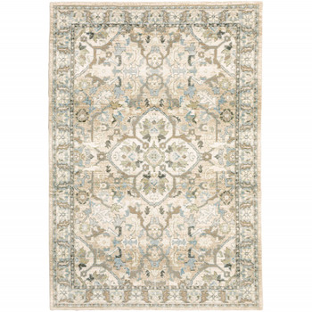 5' x 8' Beige and Ivory Medallion Area Rug