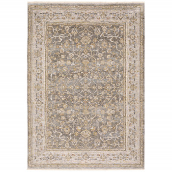 5' x 8' Beige Grey Machine Woven Oriental Indoor Area Rug