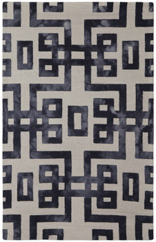 5' x 8' Ivory and Black Wool Tufted Handmade Area Rug