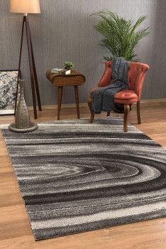 5' x 8' Dark Gray Abstract Illusional Area Rug