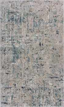 5' x 8' Gray Blue Taupe and Cream Abstract Distressed Stain Resistant Area Rug