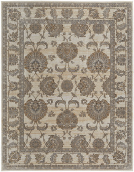 5' x 8' Tan Ivory and Brown Power Loom Area Rug
