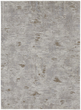 5' x 8' Ivory Gray and Tan Abstract Power Loom Distressed Stain Resistant Area Rug