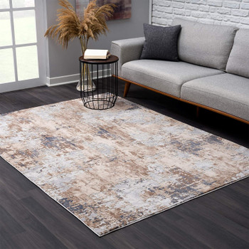 5' x 8' Beige and Ivory Abstract Area Rug