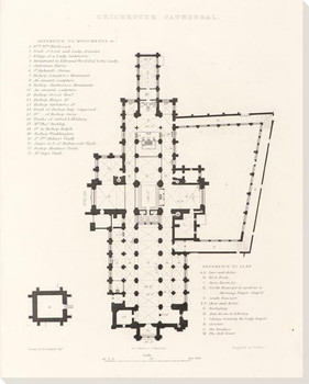 Chichester Cathedral Plan Wrapped Canvas Giclee Art Print Wall Art