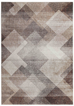 5' x 8' Brown Geometric Stain Resistant Area Rug