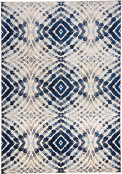 5' x 8' Ivory Blue and Gray Abstract Distressed Stain Resistant Area Rug