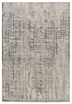 5' x 8' Gray and Ivory Abstract Stain Resistant Rectangle Area Rug
