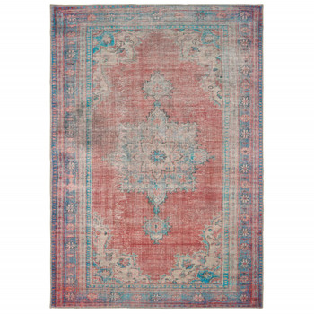 5' x 8' Red and Blue Oriental Area Rug