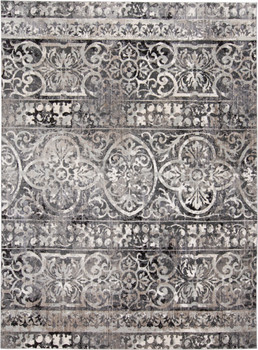 5' x 8' Gray Ivory and Taupe Abstract Stain Resistant Area Rug