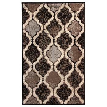 5' x 8' Chocolate Quatrefoil Power Loom Distressed Stain Resistant Area Rug