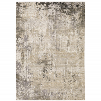 6' x 9' Beige Grey Ivory Tan and Brown Abstract Power Loom Stain Resistant Area Rug
