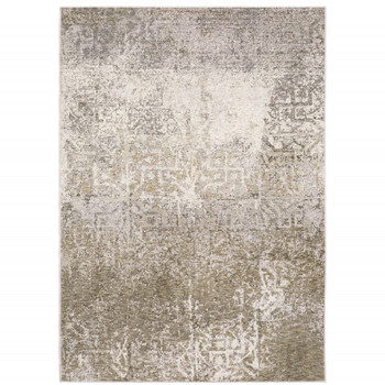 6' x 9' Ivory Grey Tan Brown and Beige Abstract Power Loom Stain Resistant Area Rug