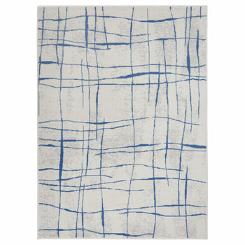 6' x 9' Blue and Ivory Abstract Dhurrie Polypropylene Area Rug