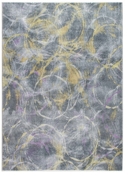 6' x 9' Gray Color Abstract Dhurrie Polyester Area Rug