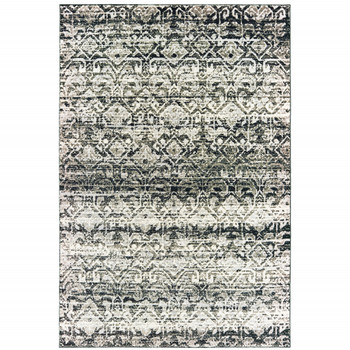 6' x 9' Grey & Ivory Geometric Power Loom Stain Resistant Area Rug
