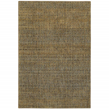 6' x 9' Brown Gold Rust Blue and Green Geometric Power Loom Stain Resistant Area Rug