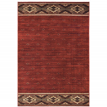 6' x 9' Berry Gold and Ivory Southwestern Power Loom Stain Resistant Area Rug