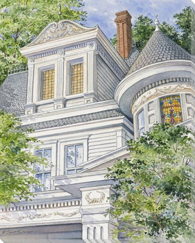 House Structure with Chimney Wrapped Canvas Giclee Art Print Wall Art