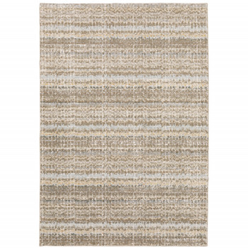 6' x 9' Ivory Grey Tan and Brown Abstract Power Loom Stain Resistant Area Rug