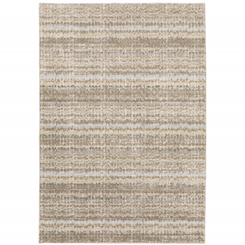 6' x 9' Ivory Grey Tan and Brown Abstract Power Loom Stain Resistant Area Rug