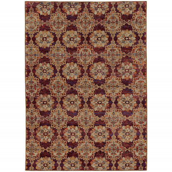6' x 9' Red & Gold Oriental Power Loom Area Rug