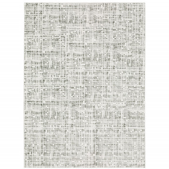 6' x 9' White & Grey Abstract Power Loom Stain Resistant Area Rug