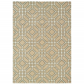 6' x 9' Sand & Ivory Geometric Power Loom Stain Resistant Area Rug