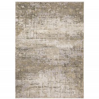 6' x 9' Beige Grey Ivory Tan & Brown Abstract Power Loom Stain Resistant Area Rug