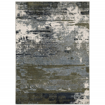 6' x 9' Blue and Green Abstract Power Loom Area Rug