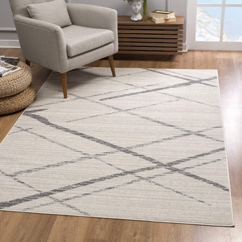 6' x 9' Gray Geometric Dhurrie Polypropylene Area Rug