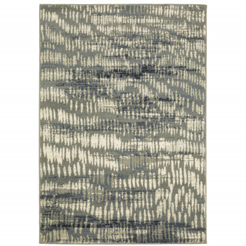 6' x 9' Grey Beige Blue and Light Blue Abstract Power Loom Stain Resistant Area Rug