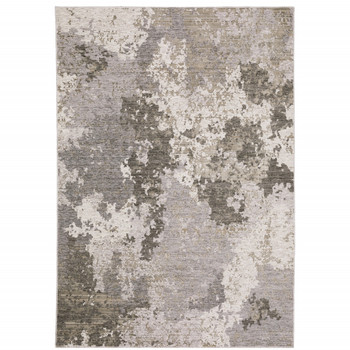 6' x 9' Grey Ivory Beige Tan Brown and Black Abstract Power Loom Stain Resistant Area Rug