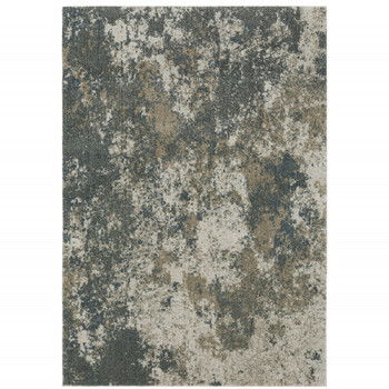 6' x 9' Teal Grey Tan and Beige Abstract Power Loom Stain Resistant Area Rug