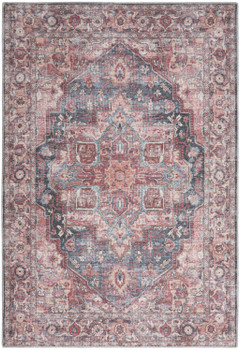 6' x 9' Multicolor Medallion Distressed Washable Polyester Area Rug