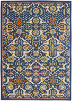 6' x 9' Blue Floral Power Loom Area Rug