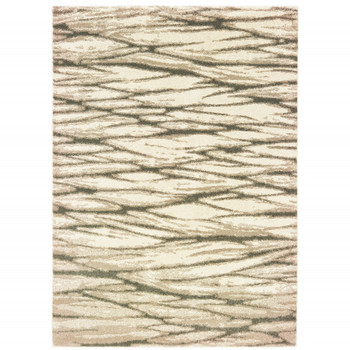 6' x 9' Ivory Sand and Ash Abstract Power Loom Stain Resistant Area Rug