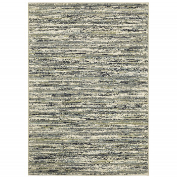 6' x 9' Blue Green Light Blue Grey and Ivory Abstract Power Loom Stain Resistant Area Rug