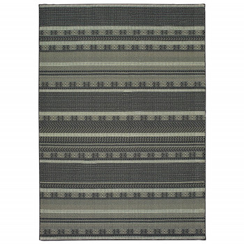 6' x 9' Black Ivory Machine Woven Geometric Indoor Area Rug