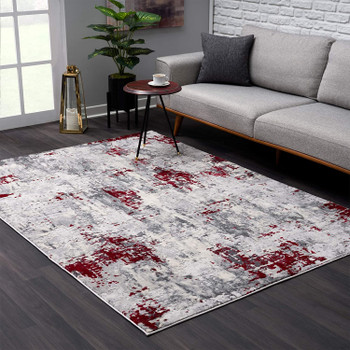 6' x 9' Red Abstract Dhurrie Polypropylene Area Rug