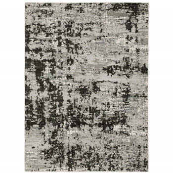 6' x 9' Grey Charcoal Black and Ivory Abstract Power Loom Stain Resistant Area Rug