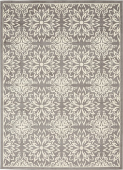 6' x 9' Gray Floral Power Loom Area Rug
