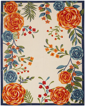 6' x 9' Multicolor Floral Stain Resistant Polypropylene Area Rug